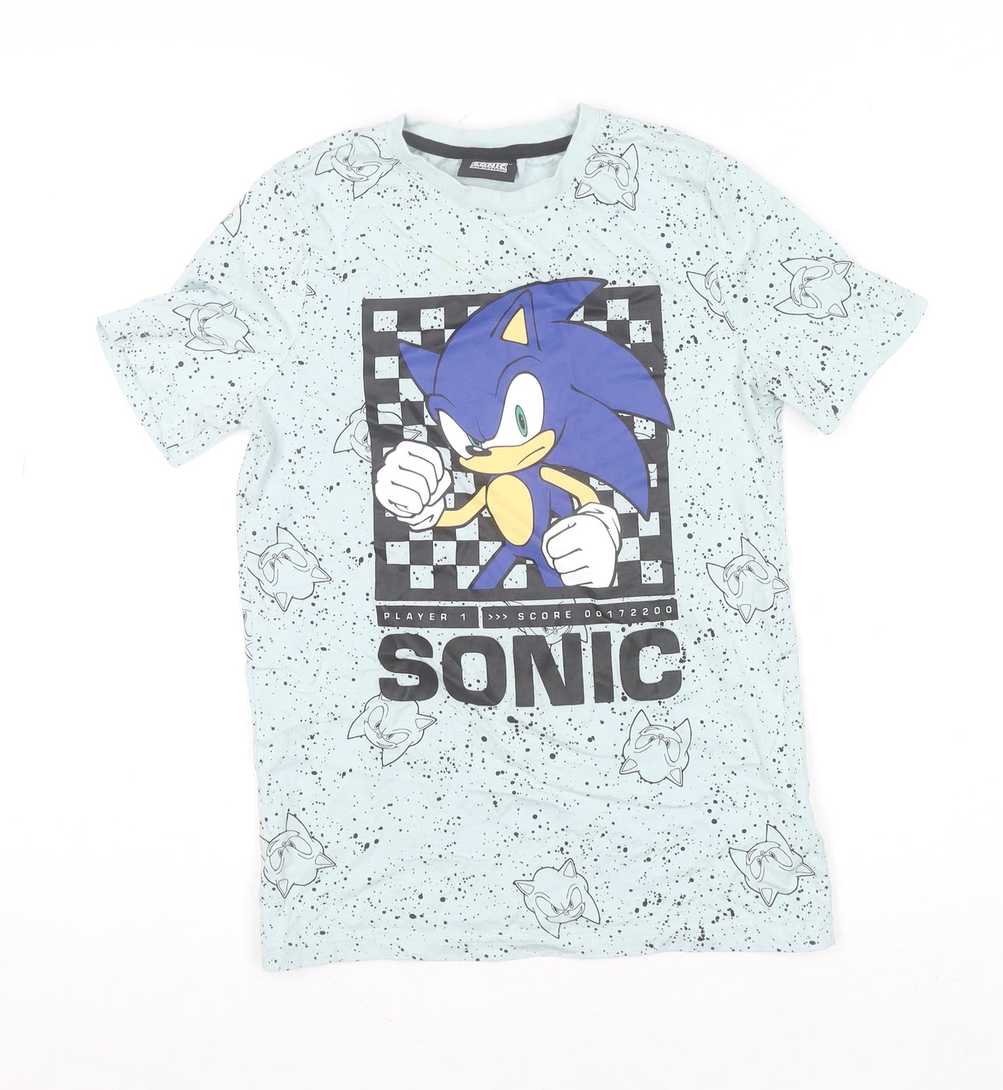 F&F Boys Blue Sonic the Hedgehog Graphic Short Sleeve Cotton T-Shirt 9-10 Years