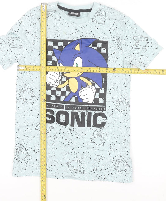 F&F Boys Blue Sonic the Hedgehog Graphic Short Sleeve Cotton T-Shirt 9-10 Years