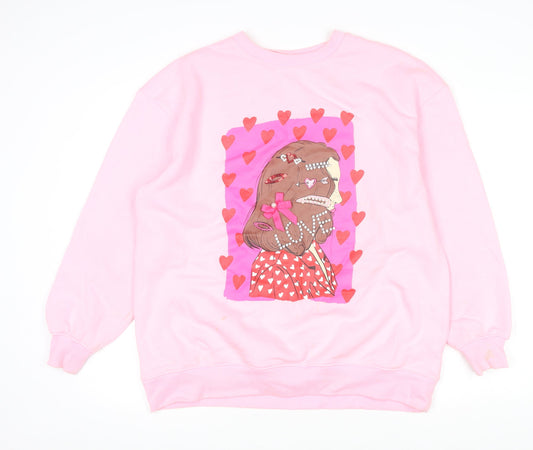 Savida Women Pink Graphic Print Pullover Sweatshirt Size 12