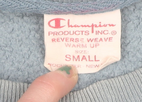 Champion Mens Blue Reverse Weave Sweatshirt Small Vintage Pullover Crew