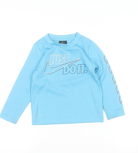 Nike Boys Blue Dri-Fit Long Sleeve Just Do It T-Shirt 2-3 Years