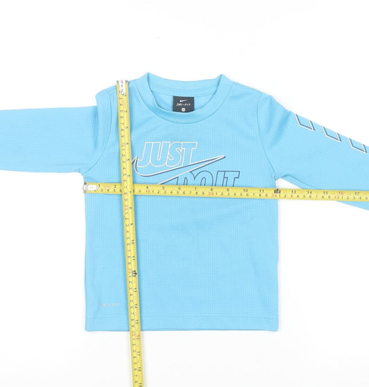 Nike Boys Blue Dri-Fit Long Sleeve Just Do It T-Shirt 2-3 Years
