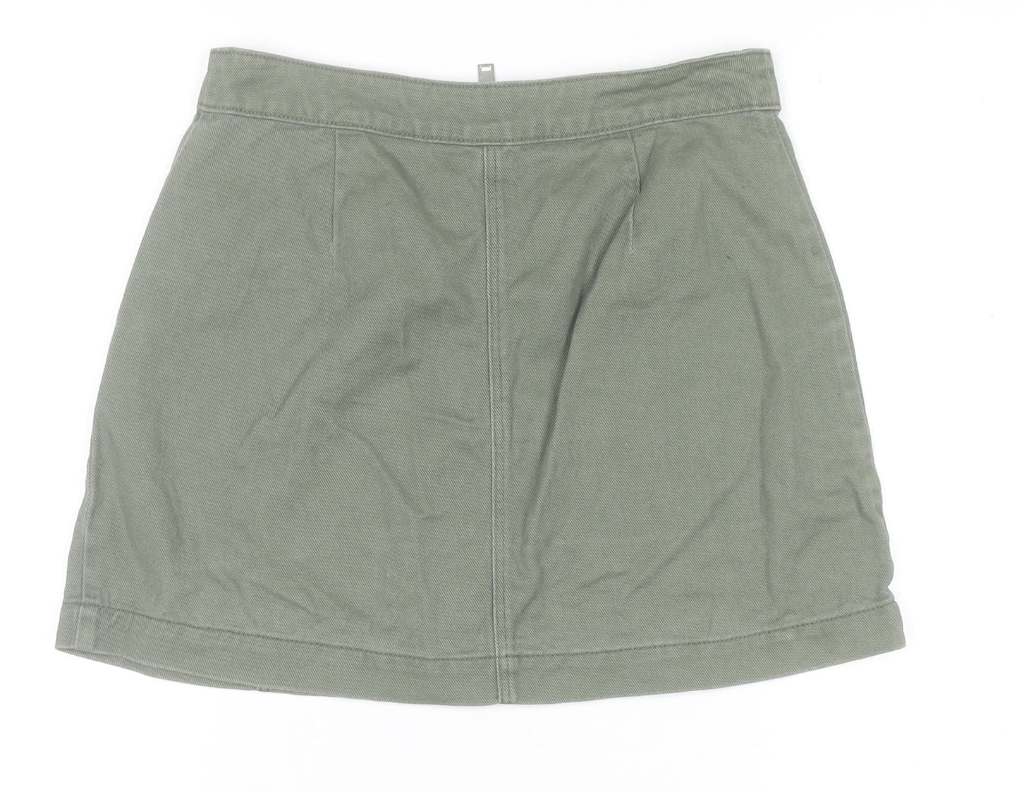 H&M Divided Women's Green Cotton Short Zip Skirt Size 10