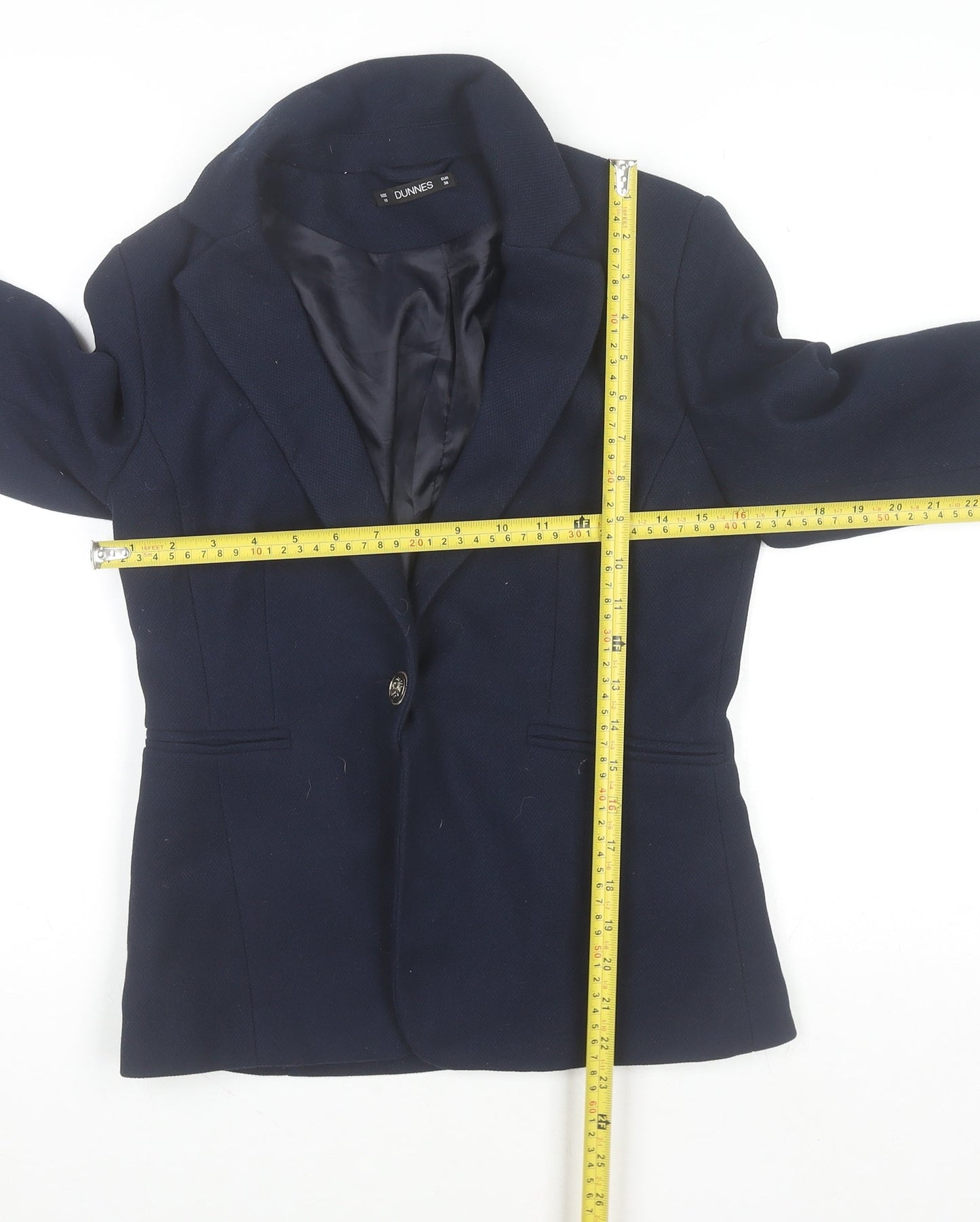 Dunnes Stores Women's Navy Blue Blazer Size 10 Classic Tailored Jacket