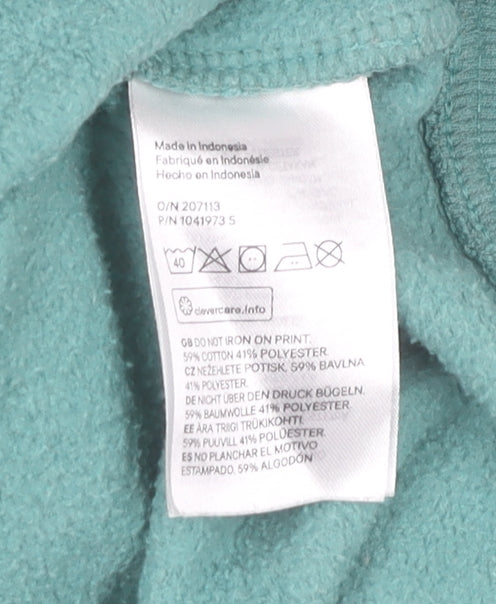 H&M Divided Men's Green Full Zip Hoodie Size L Logo Sports Style
