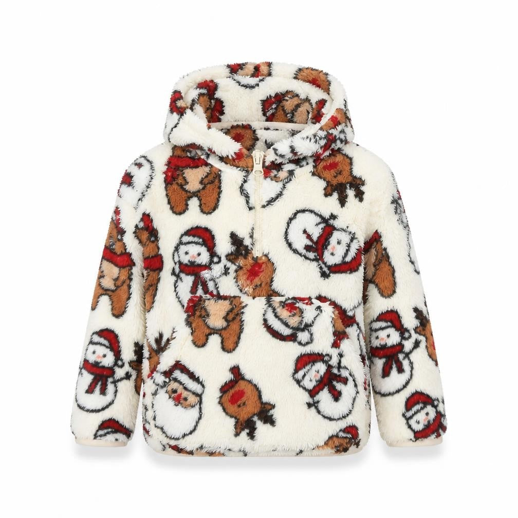 Dunnes Unisex Baby Ivory Fleece Christmas Hooded Jumper 18-24 Months