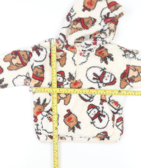 Dunnes Stores Unisex Baby Ivory Fleece Christmas Hooded Jumper 18-24 Months