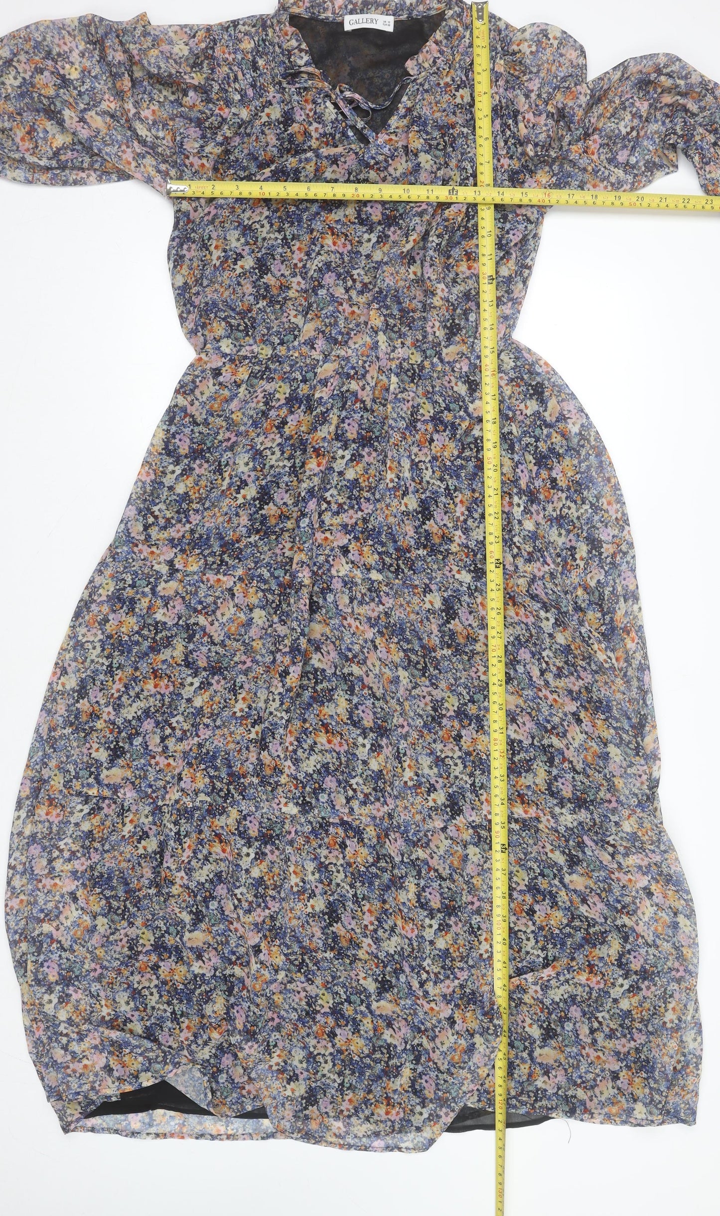 Gallery Women's Multicoloured Floral Midi Wrap Dress UK 10