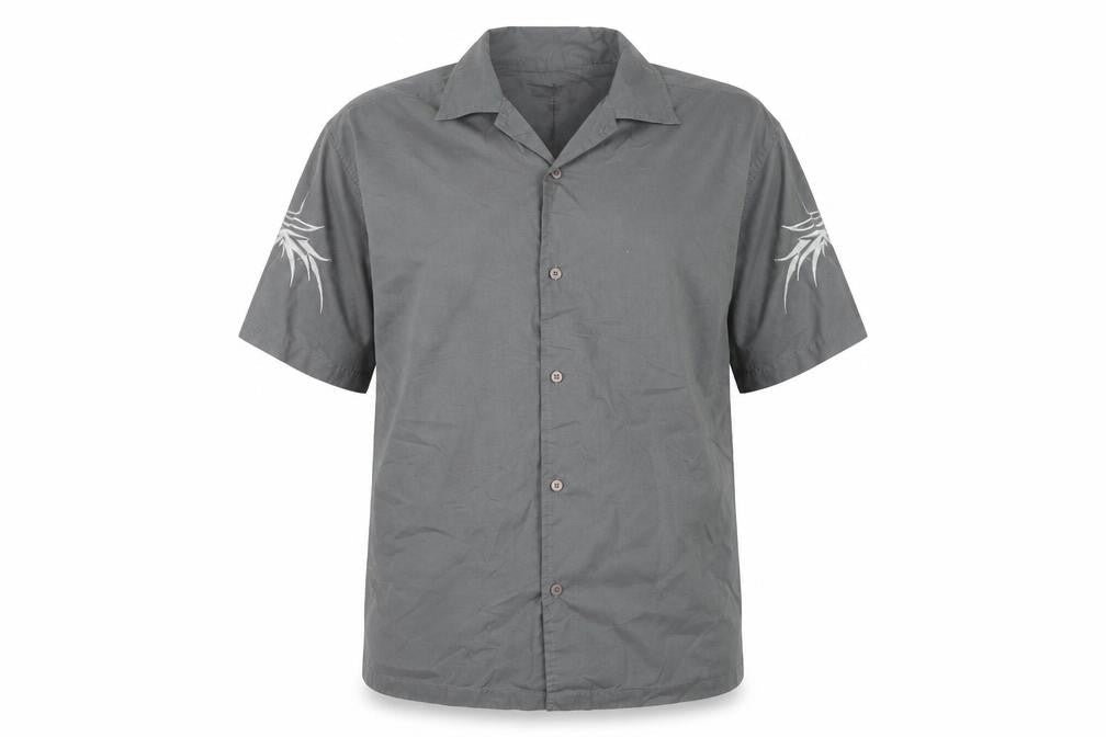 Richard Chang Men's Grey XL Short Sleeve Tribal Button-Up Shirt