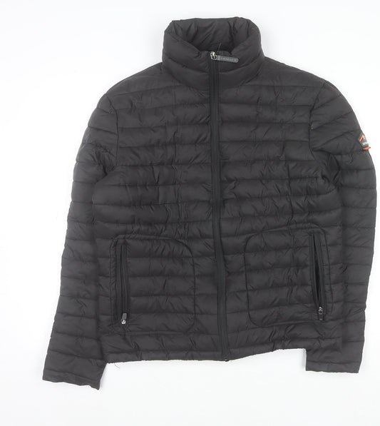 Superdry Men's Black Medium Puffer Jacket Winter Outdoor Full Zip