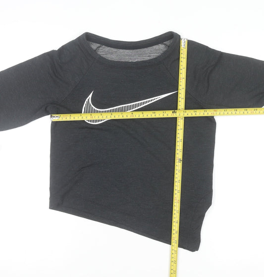Nike Womens Black Cropped Dri-Fit Long Sleeve Sports Top XS