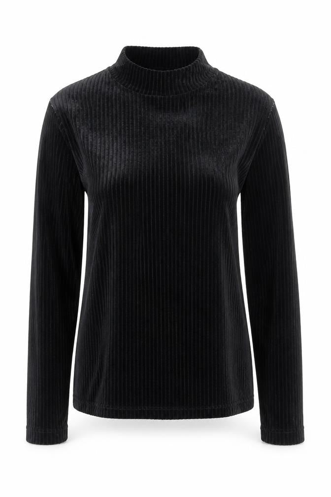 St. Bernard Women's Black Velvet Mock Neck Long Sleeve Jumper Size 14