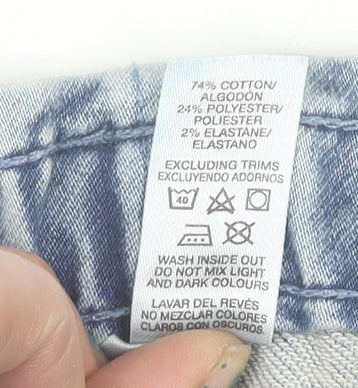 Dunnes Stores Girls Blue Denim Embroidered Jeans 18-24 Months Elastic Waist