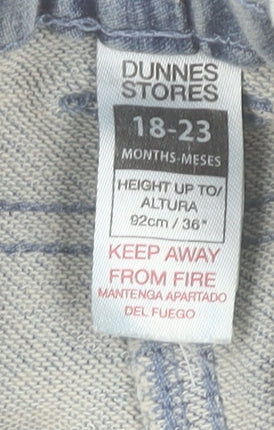 Dunnes Stores Girls Blue Denim Embroidered Jeans 18-24 Months Elastic Waist
