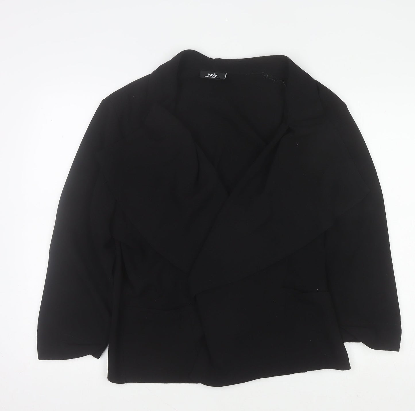 Wallis Women Black Size 18 Collared Open Cardigan