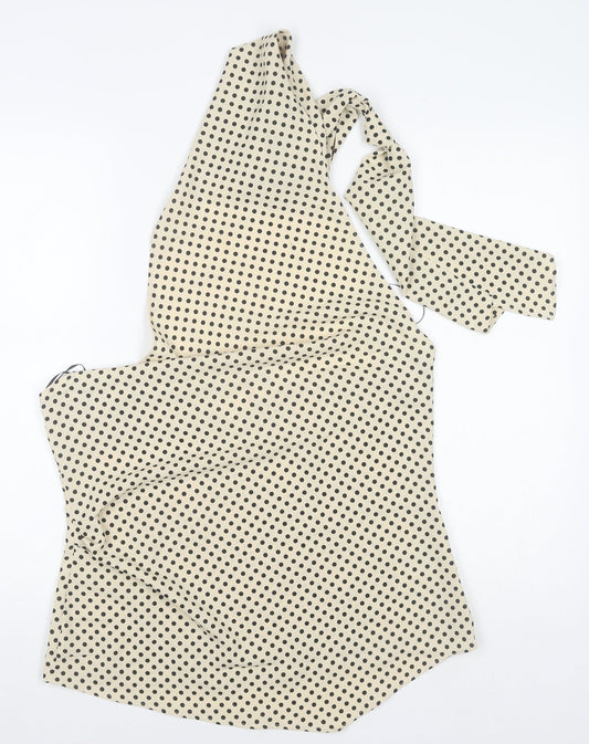 H&M Women’s Beige Polka Dot One Shoulder Wrap Blouse Size L