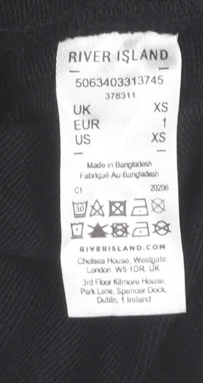 River Island Womens Black XS Pullover Hoodie 100% Cotton