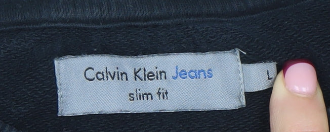 Calvin Klein Jeans Men’s Black Slim Fit Cotton Sweatshirt L