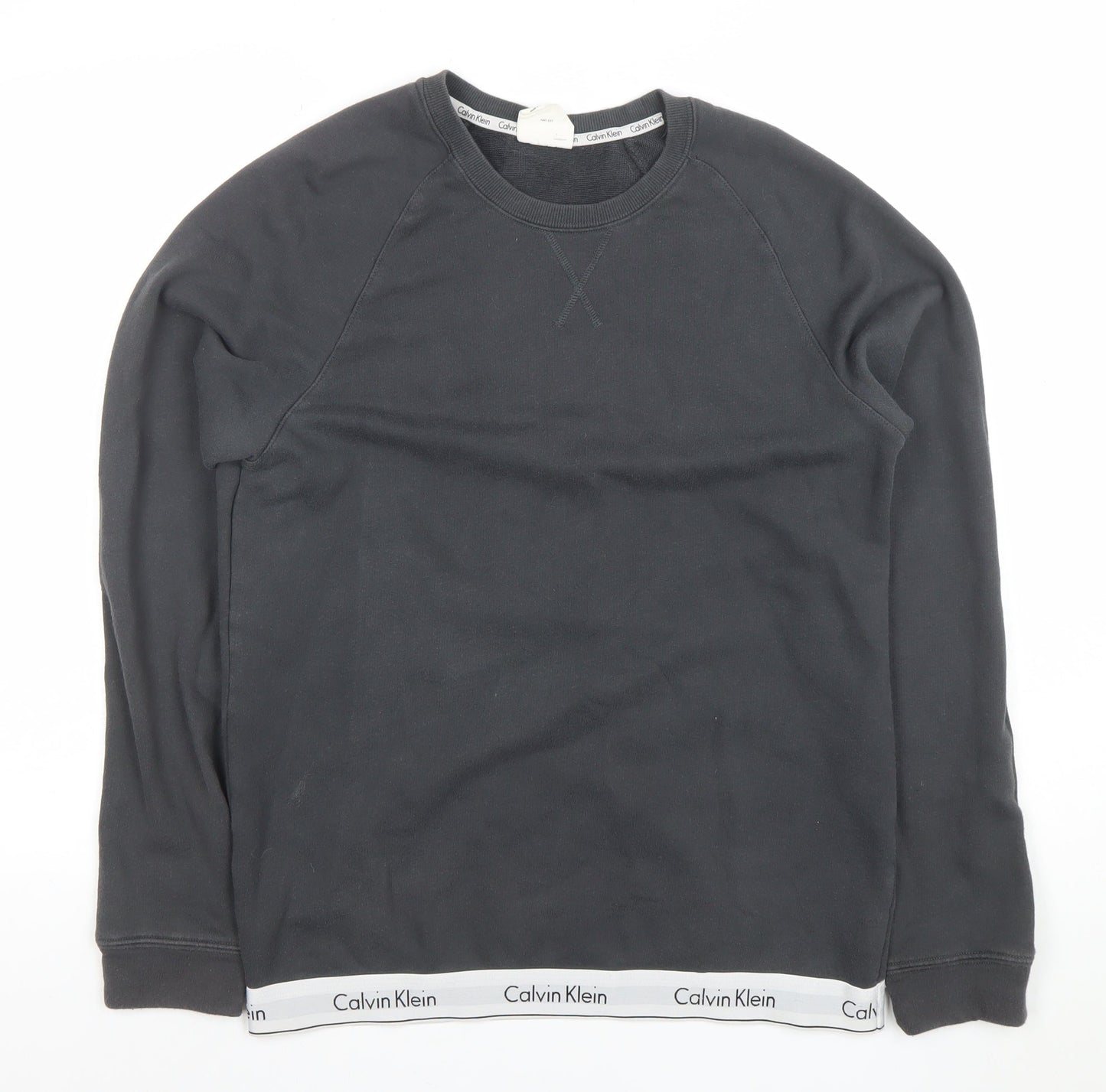 Calvin Klein Womens Black Cotton Blend Crew Neck Sweatshirt M