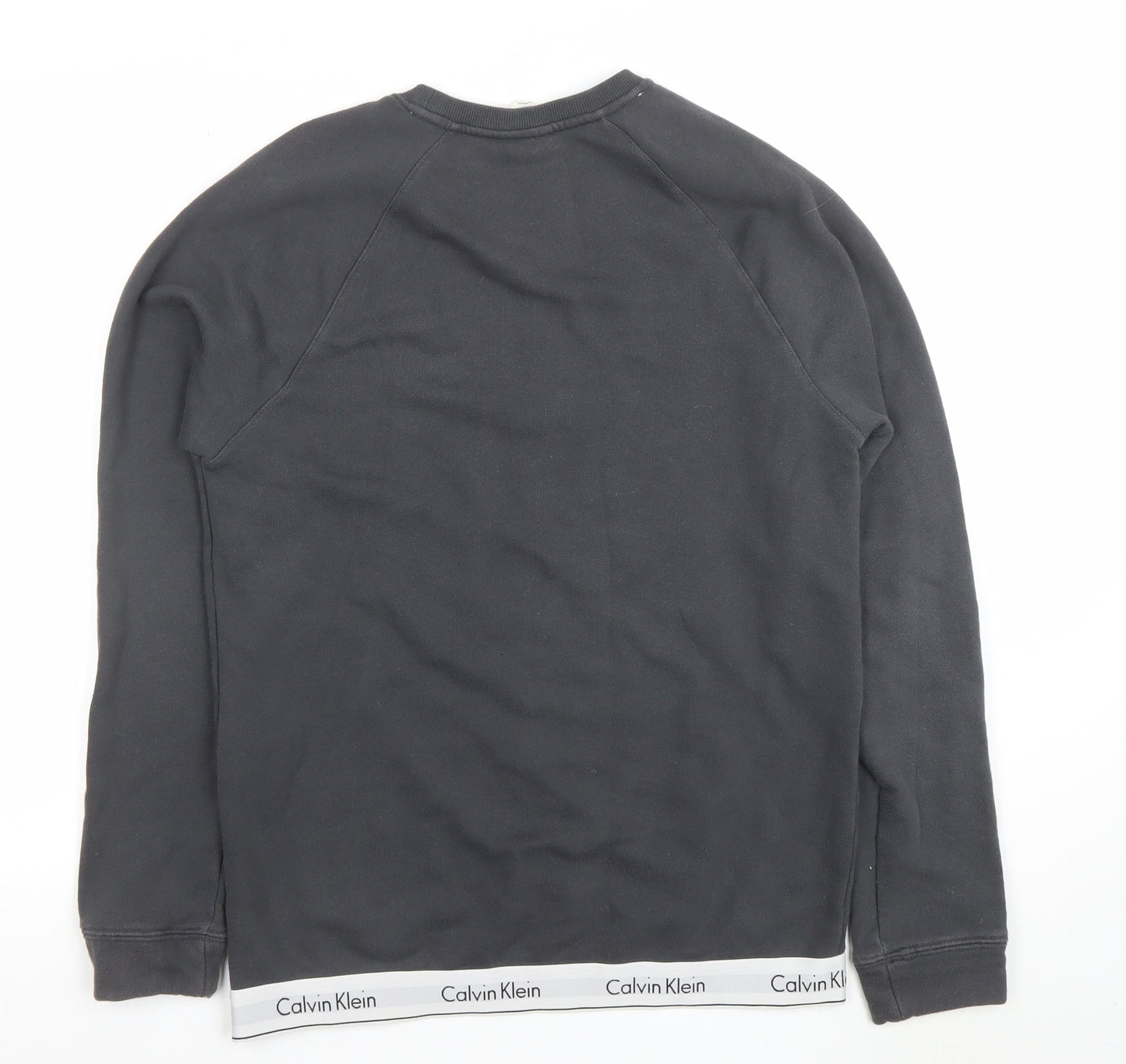 Calvin Klein Womens Black Cotton Blend Crew Neck Sweatshirt M