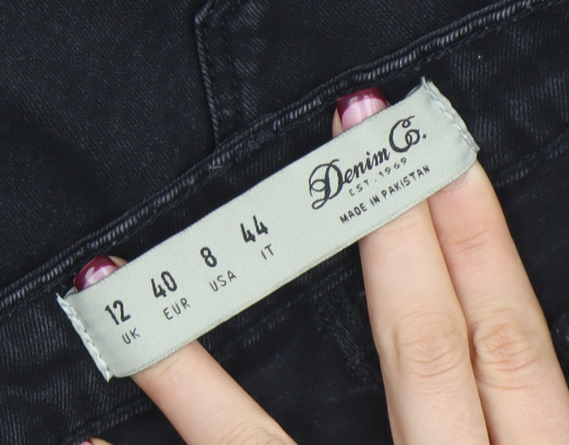 Denim Co. Womens Black Skinny Distressed Jeans Size 12