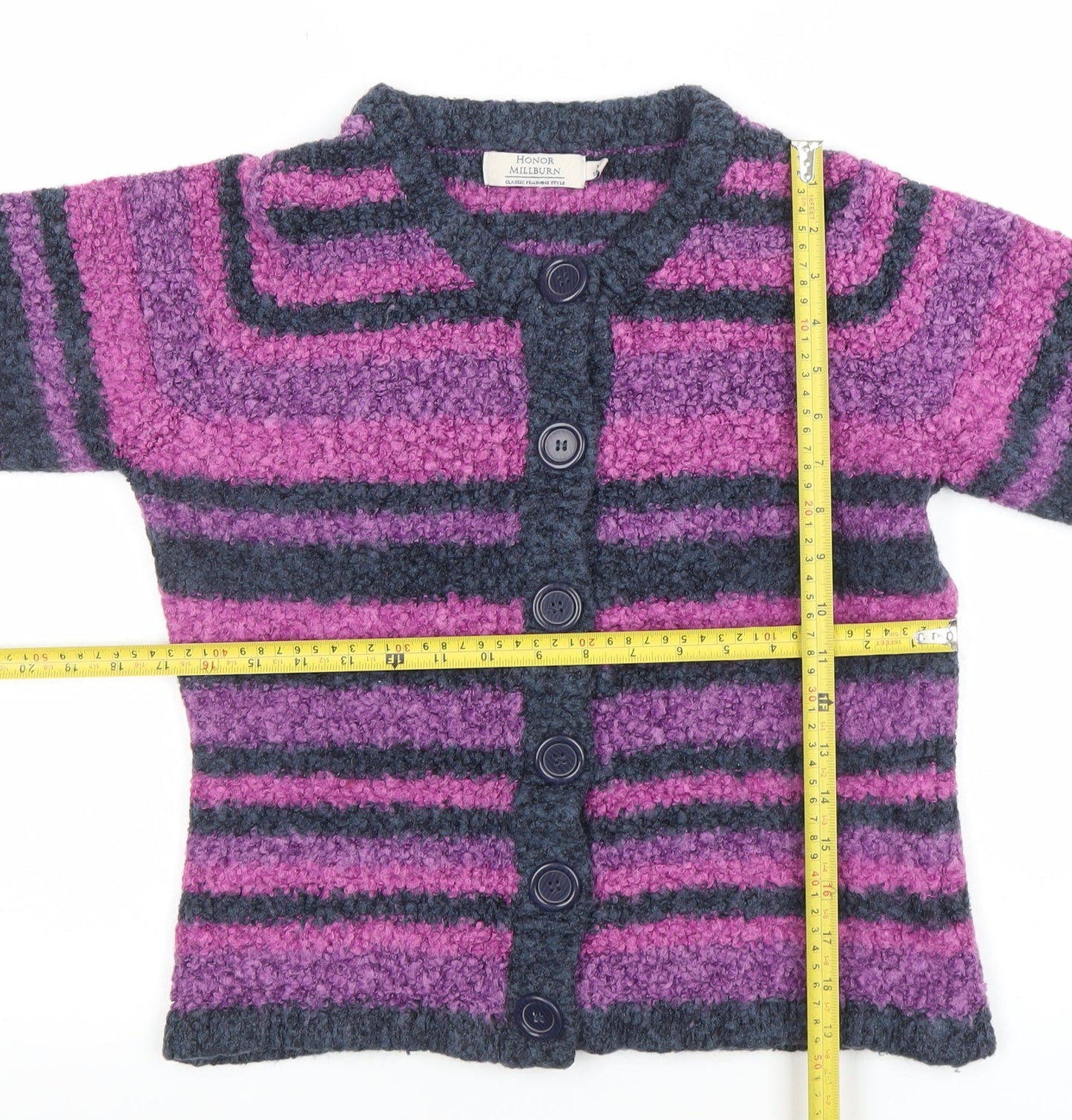 Honor Millburn Women's Multicoloured Striped Cardigan M 14-16 Knit
