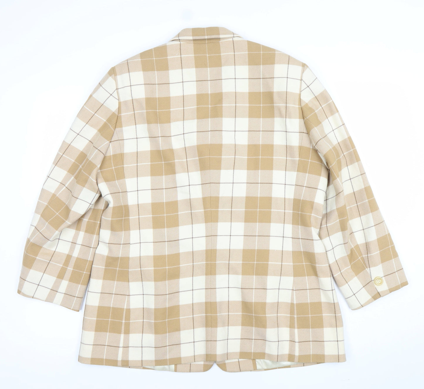 Both Burberry Womens Beige Check Cashmere Two-Button Blazer UK 14