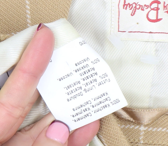 Both Burberry Womens Beige Check Cashmere Two-Button Blazer UK 14