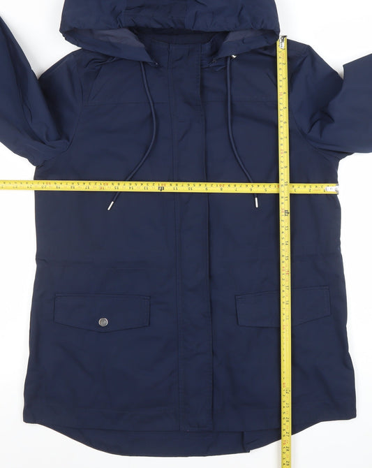 Jaeger Women Blue Hooded Parka Jacket Size 12 Mid-Length Lined
