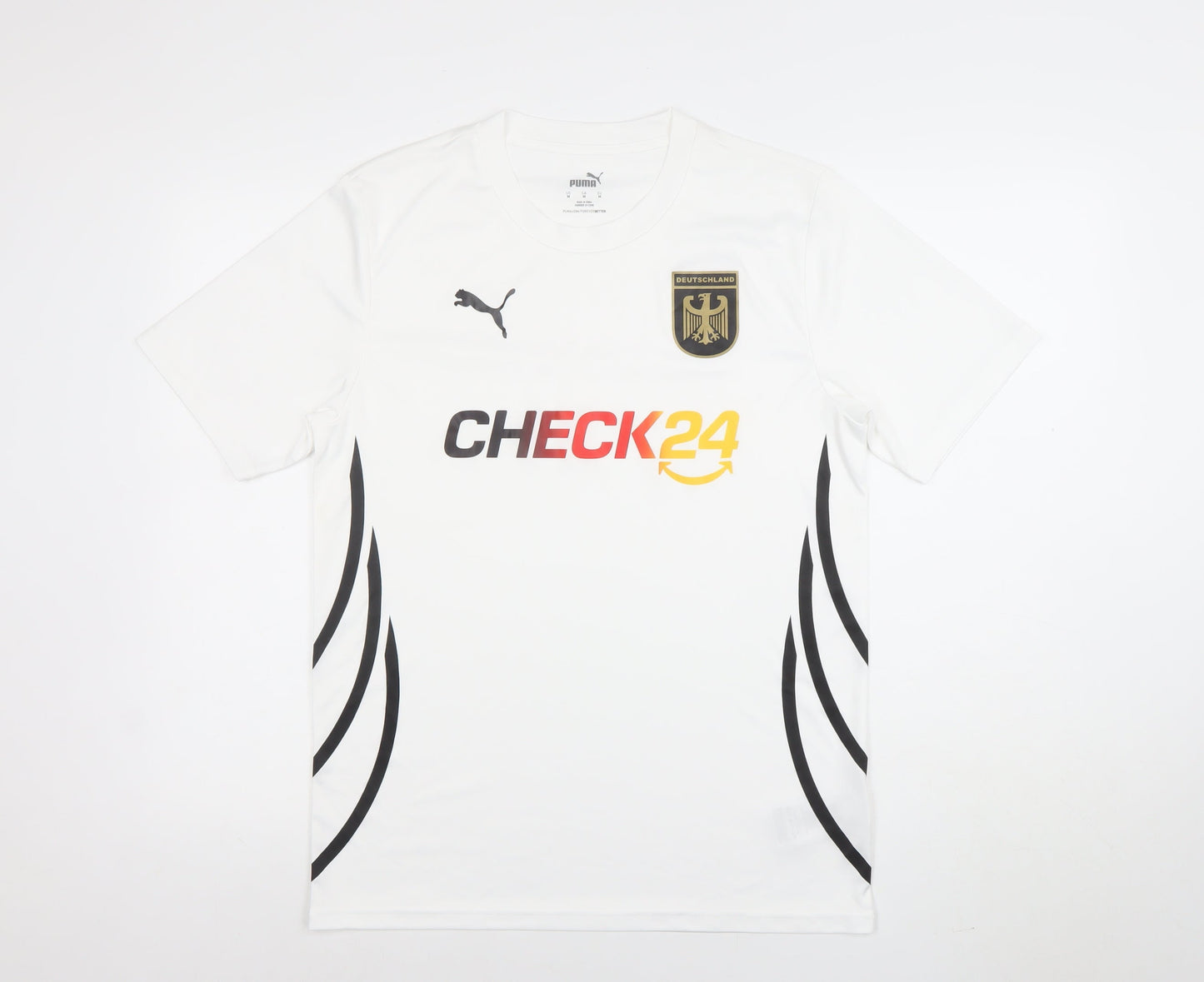 Puma Men's White Medium Football Jersey T-Shirt with Logo