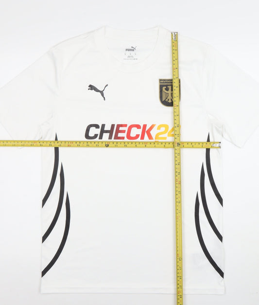 Puma Men's White Medium Football Jersey T-Shirt with Logo