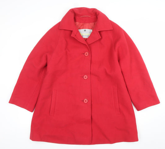 Aquascutum Womens Red Wool Mid-Length Overcoat Size 12