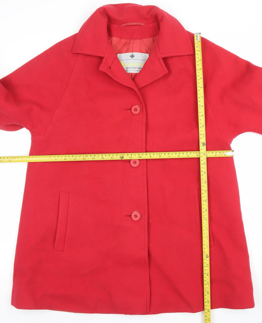Aquascutum Womens Red Wool Mid-Length Overcoat Size 12