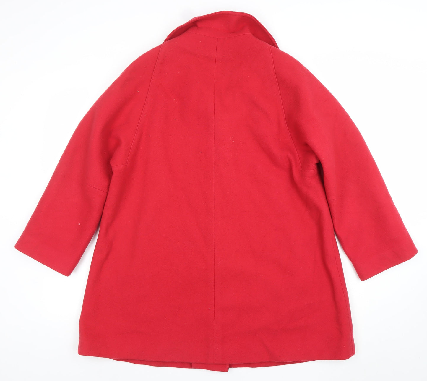 Aquascutum Womens Red Wool Mid-Length Overcoat Size 12