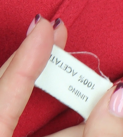 Aquascutum Womens Red Wool Mid-Length Overcoat Size 12