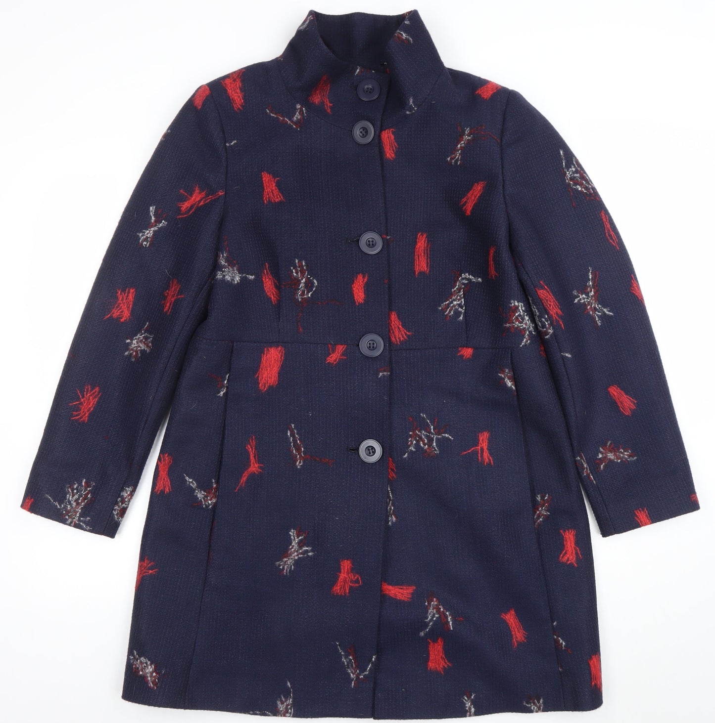 Gerard Women's Blue Wool Blend Mid-Length Button Coat Size 14