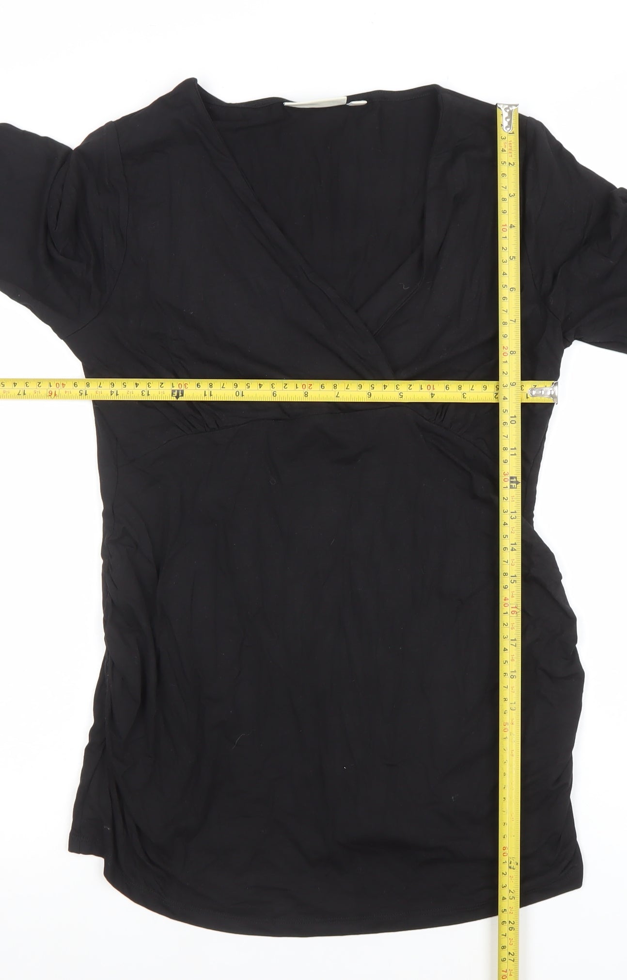 JoJo Maman Bébé Womens Black Wrap Long Sleeve Maternity Top Size S
