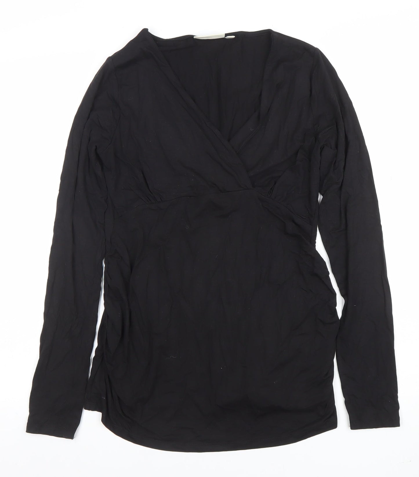 JoJo Maman Bébé Womens Black Wrap Long Sleeve Maternity Top Size S