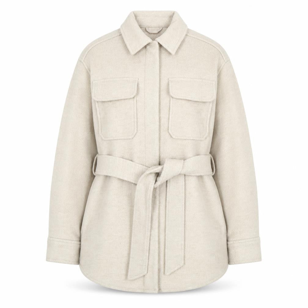 Marks & Spencer Womens Beige Belted Twill Jacket Size 8