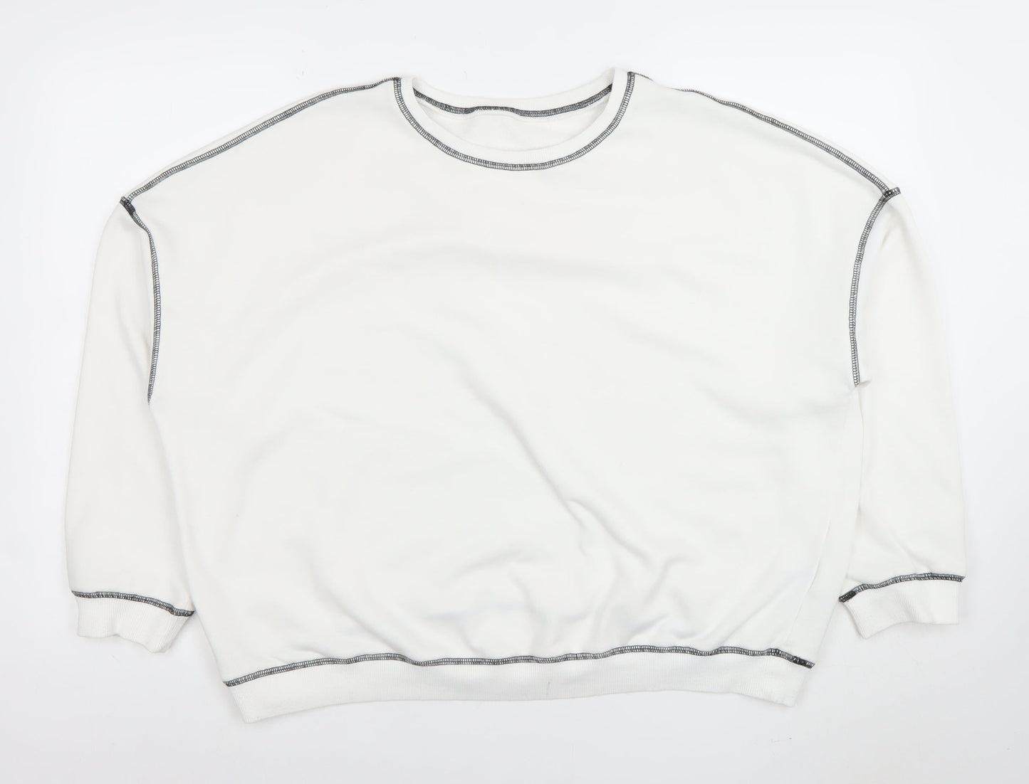 Cider Womens White XL Pullover Sweatshirt Cotton Blend Crew Neck