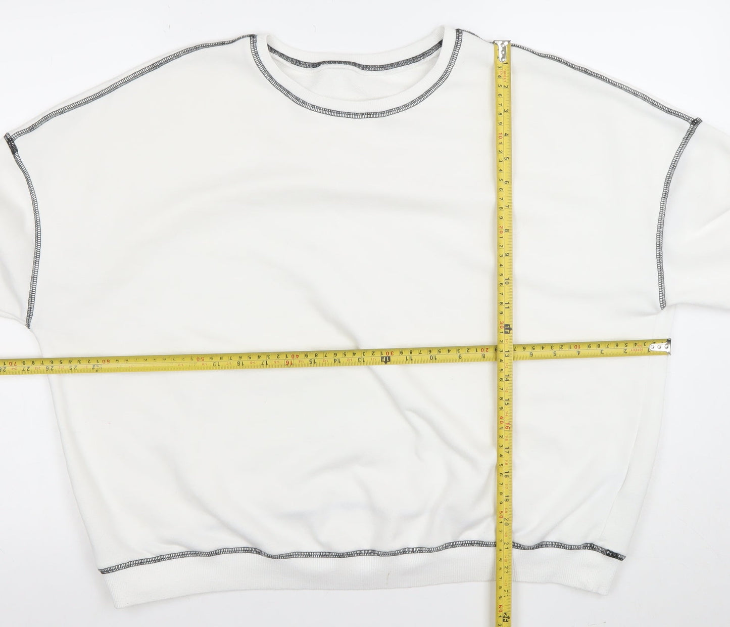 Cider Womens White XL Pullover Sweatshirt Cotton Blend Crew Neck