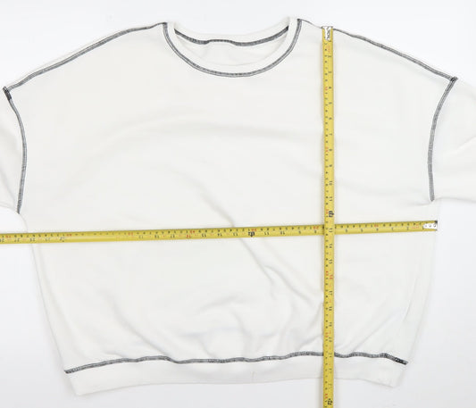Cider Womens White XL Pullover Sweatshirt Cotton Blend Crew Neck