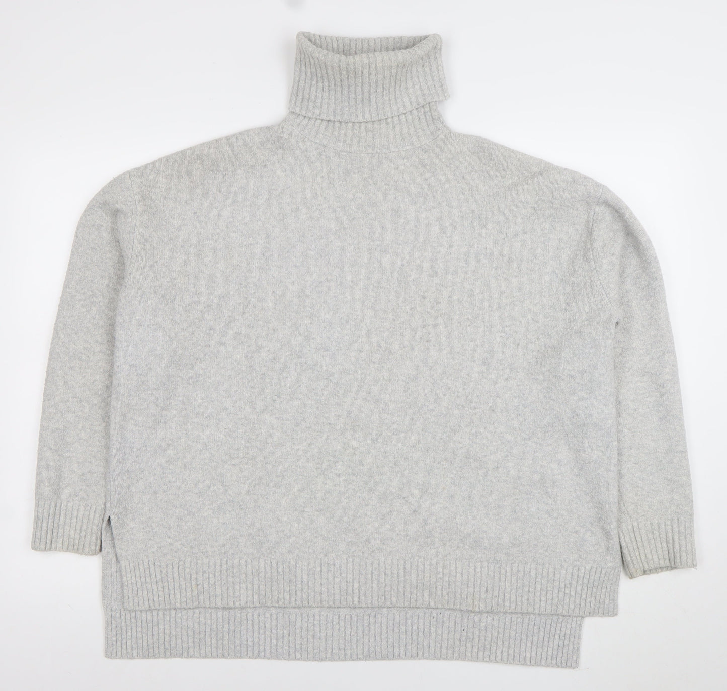 Tommy Jeans Womens Grey Roll Neck Wool Blend Jumper XS