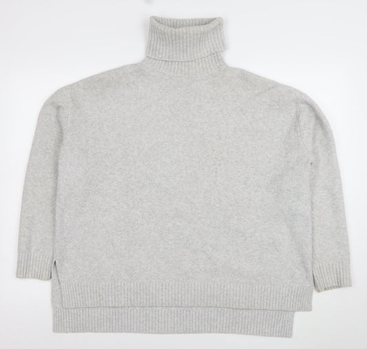 Tommy Jeans Womens Grey Roll Neck Wool Blend Jumper XS