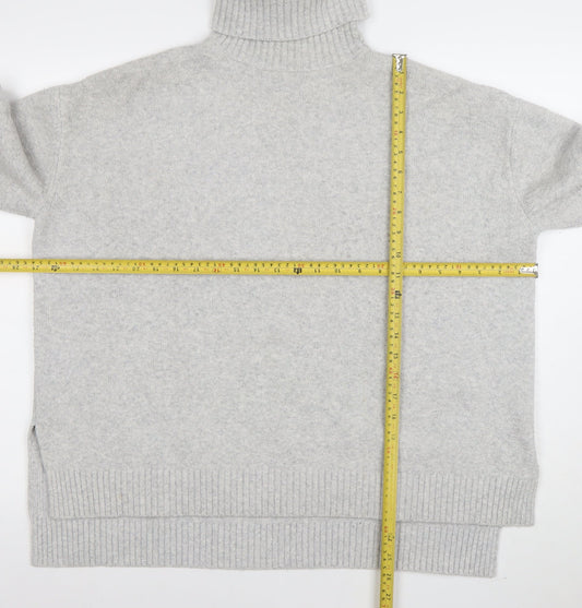 Tommy Jeans Womens Grey Roll Neck Wool Blend Jumper XS