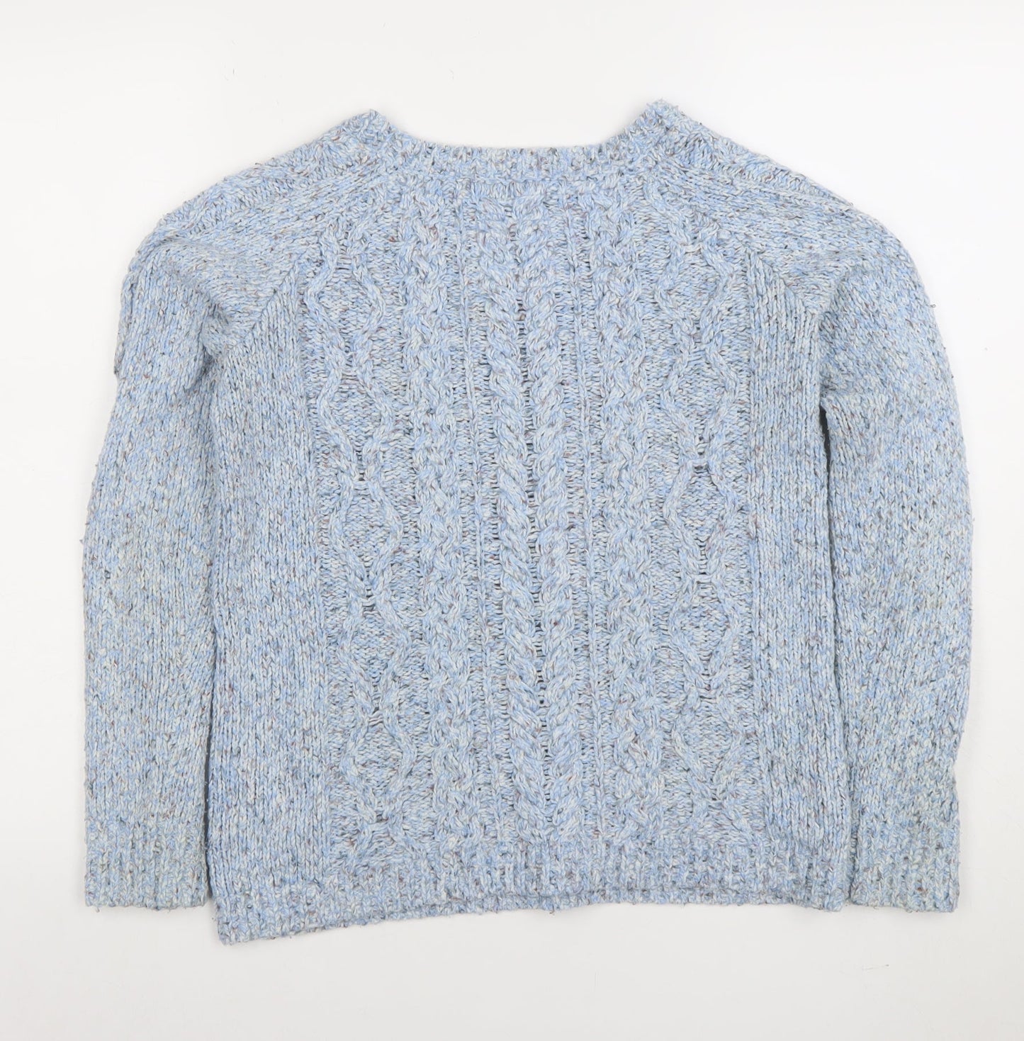 Fat Face Women's Blue Cable-Knit Wool Blend Jumper Size 10