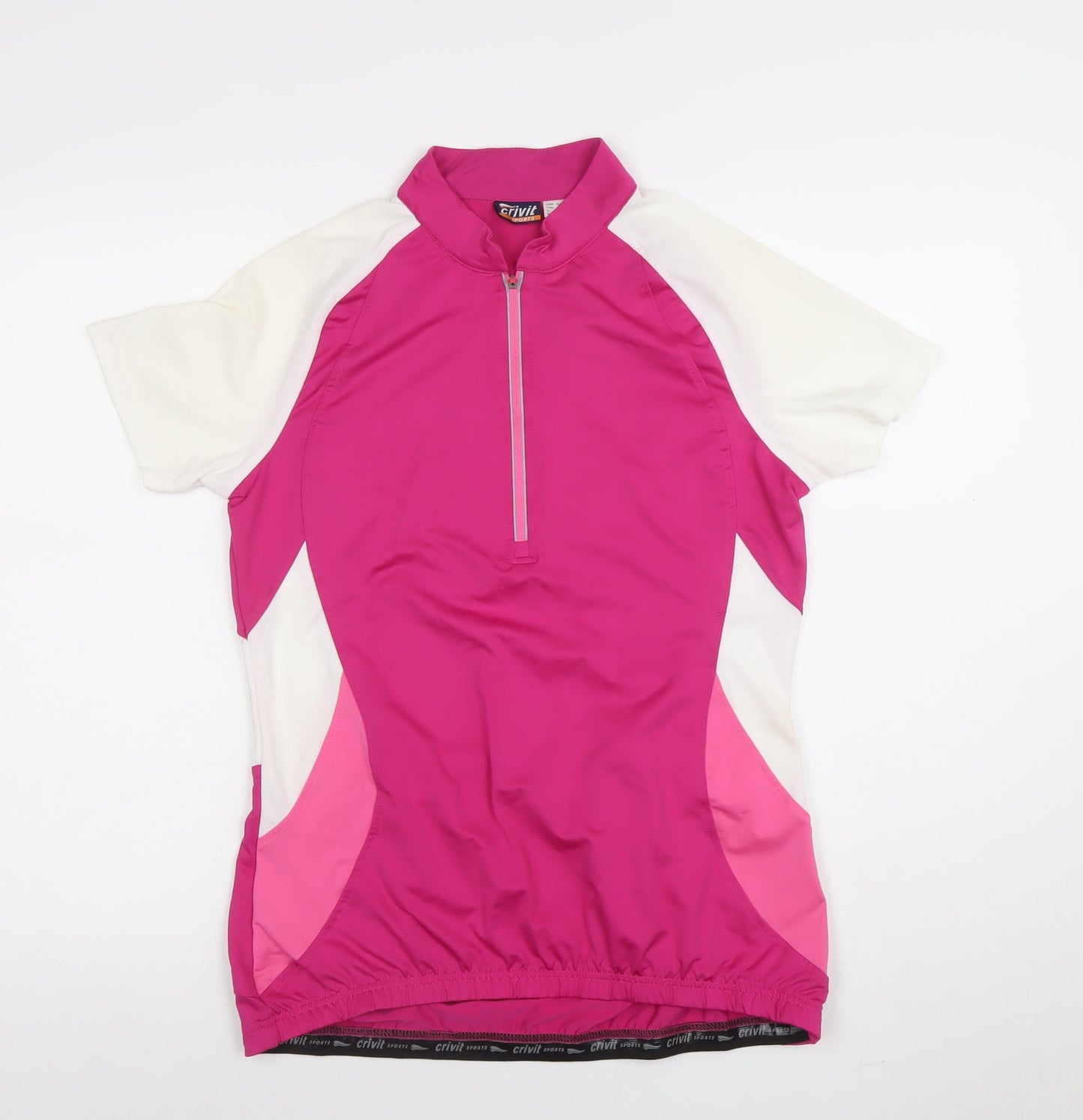 Crivit Women’s Pink Cycling Jersey Top Size 12 Short Sleeve 1/4 Zip
