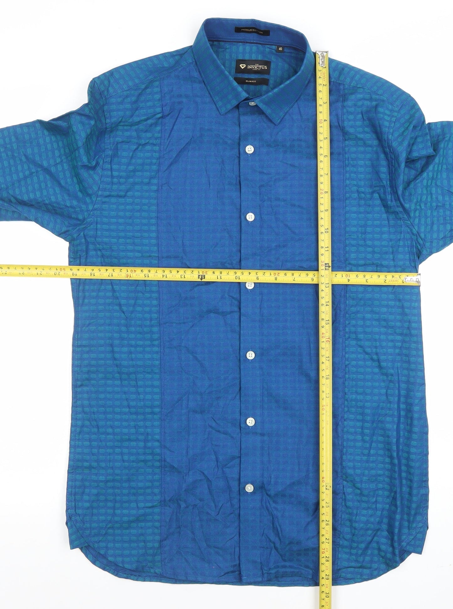 Invictus Men’s Blue Slim Fit Cotton Button-Up Shirt Size 40