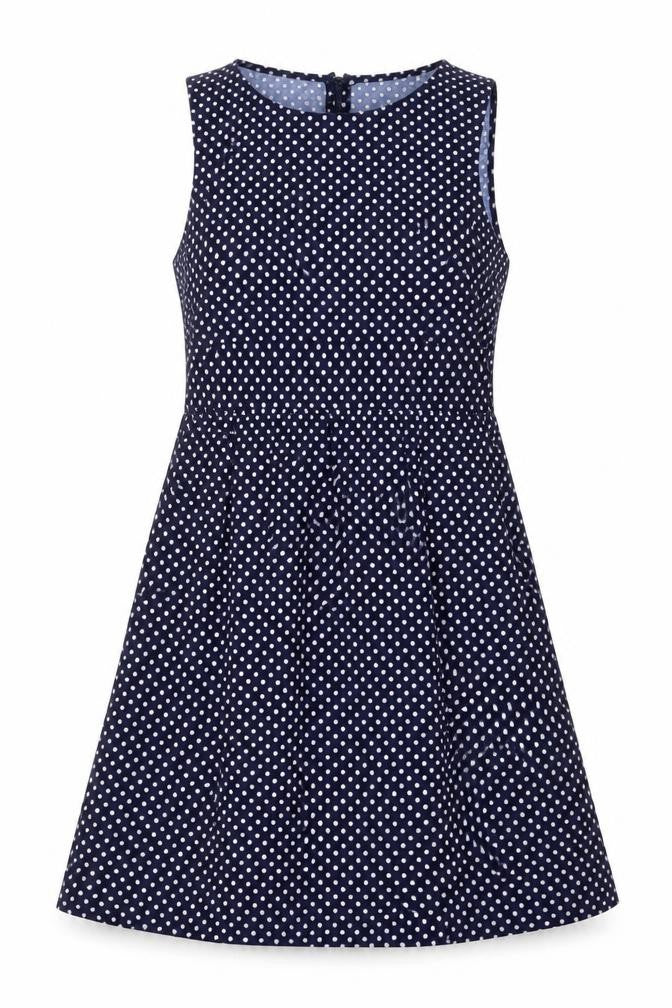 Oasis Womens Blue Polka Dot Sleeveless A-Line Dress L