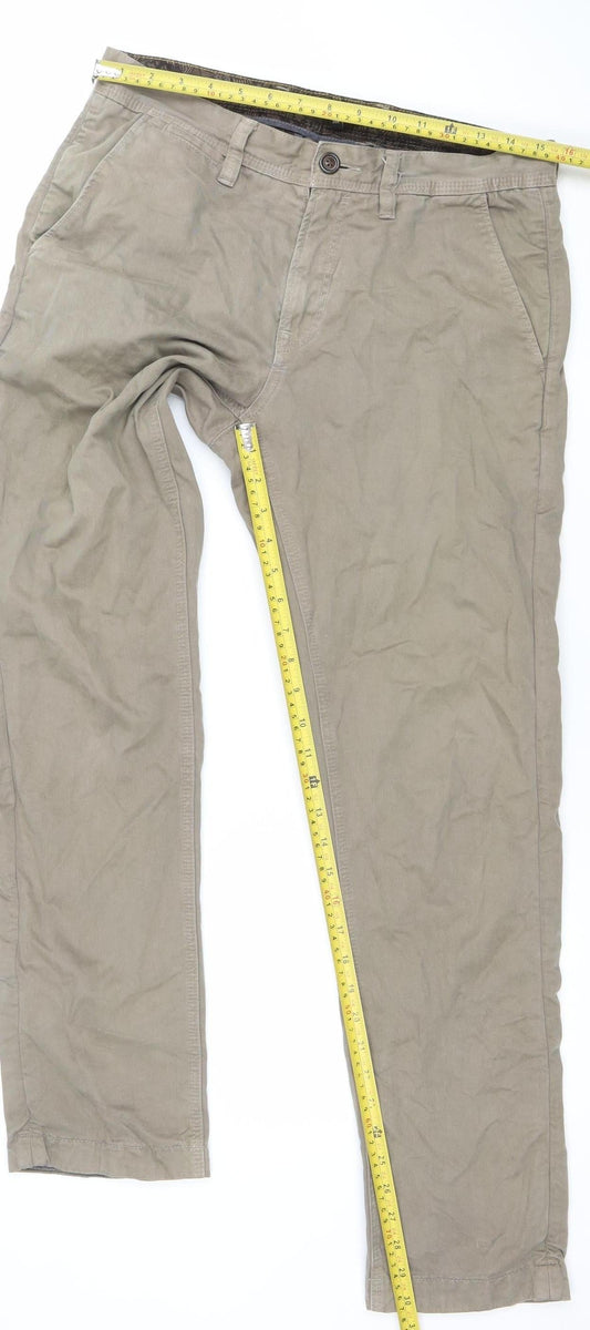 Ted Baker Men's Beige 30R Straight Fit Cotton Jeans